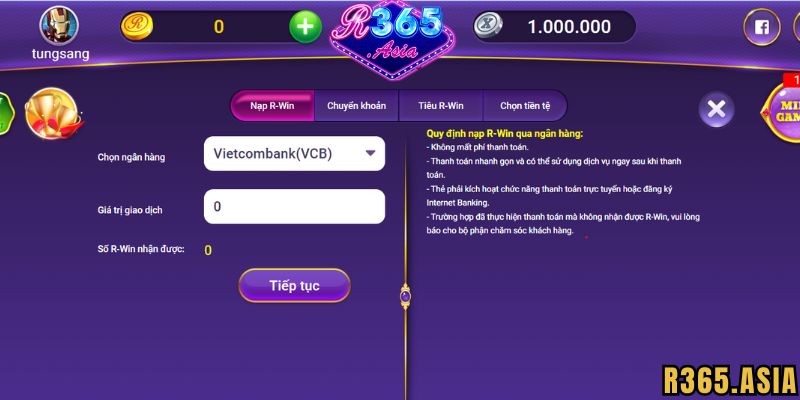 Nạp tiền R365 có nhanh chóng?