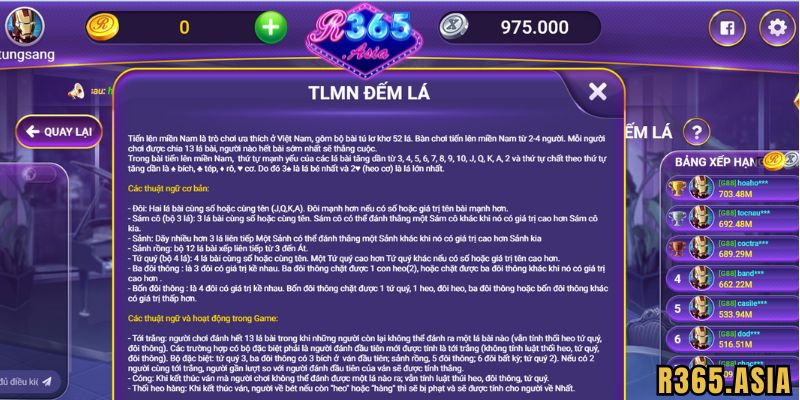 Những lưu ý giúp chơi Tiến lên R365 trúng lớn